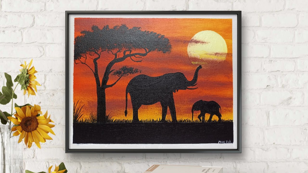 aprende a pintar un hermoso atardecer africano/