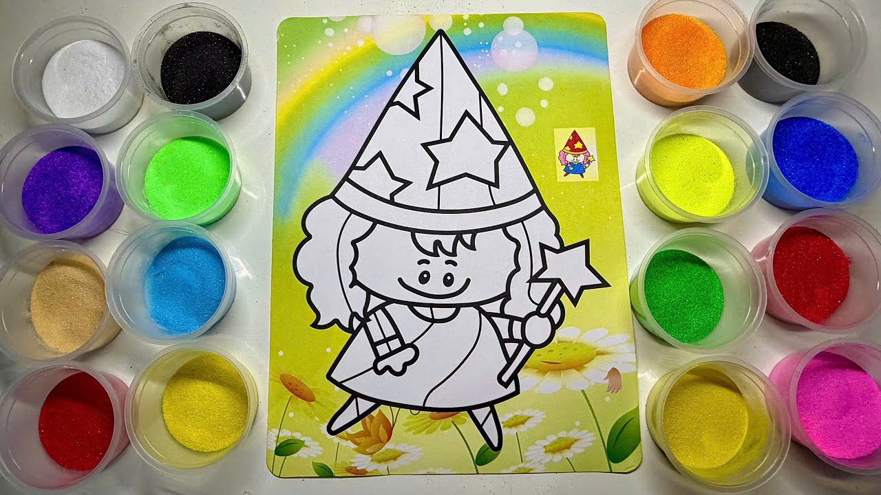 Cute Magic Girl Sand Painting | Rainbow Sand Art for Kids (Sand Art World)