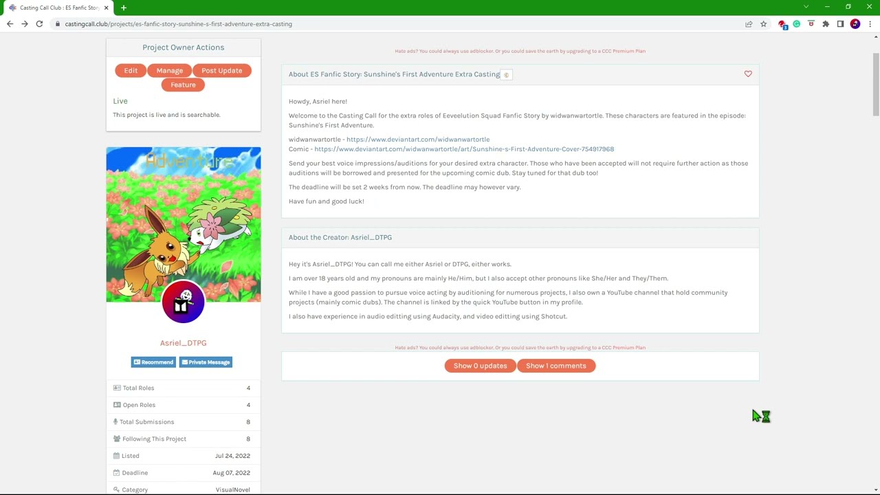 [CLOSED] Help Needed! ES Fanfic Story - Sunshine's First Adventure Extra Casting