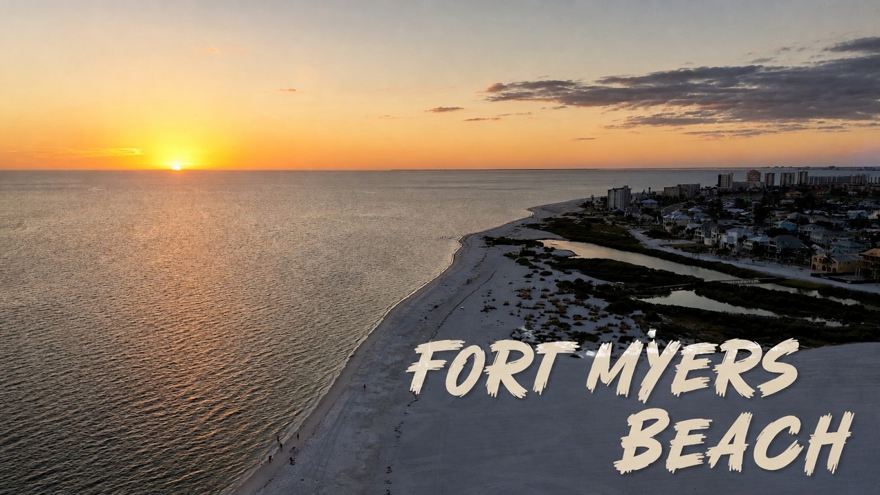 Fort Myers Beach Florida | South End Sunset in 4K Drone