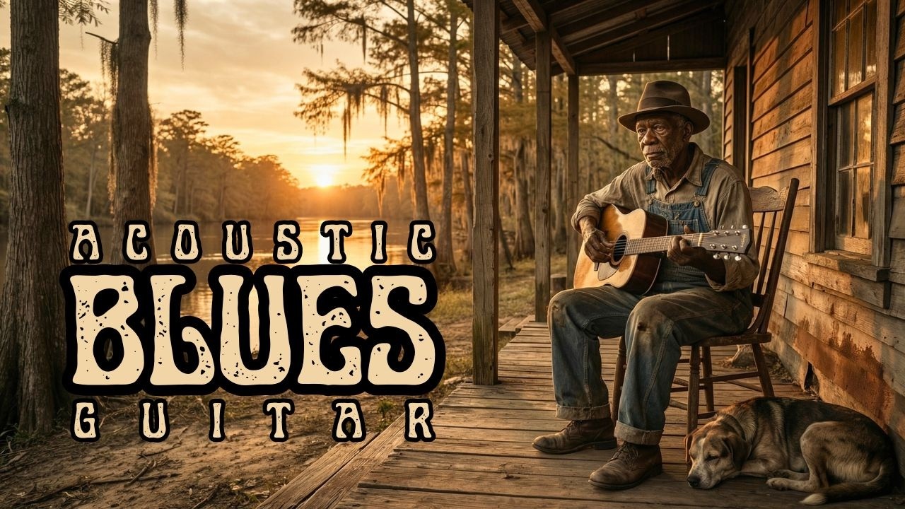 Deep Lonely Acoustic Blues Guitar Instrumental for Late Night Reflection and Calm
