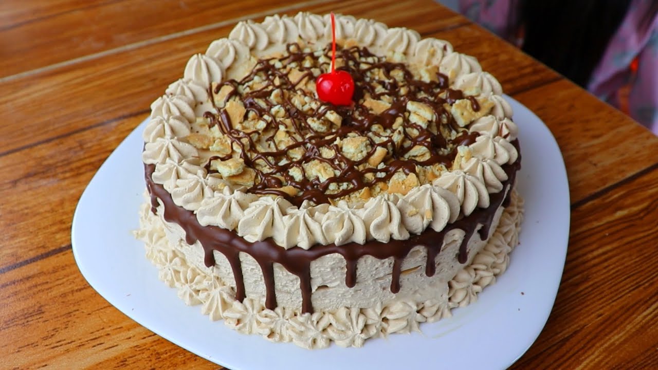 Pastel frío de café y galletas CON 3 INGREDIENTES/ receta fácil y sin horno