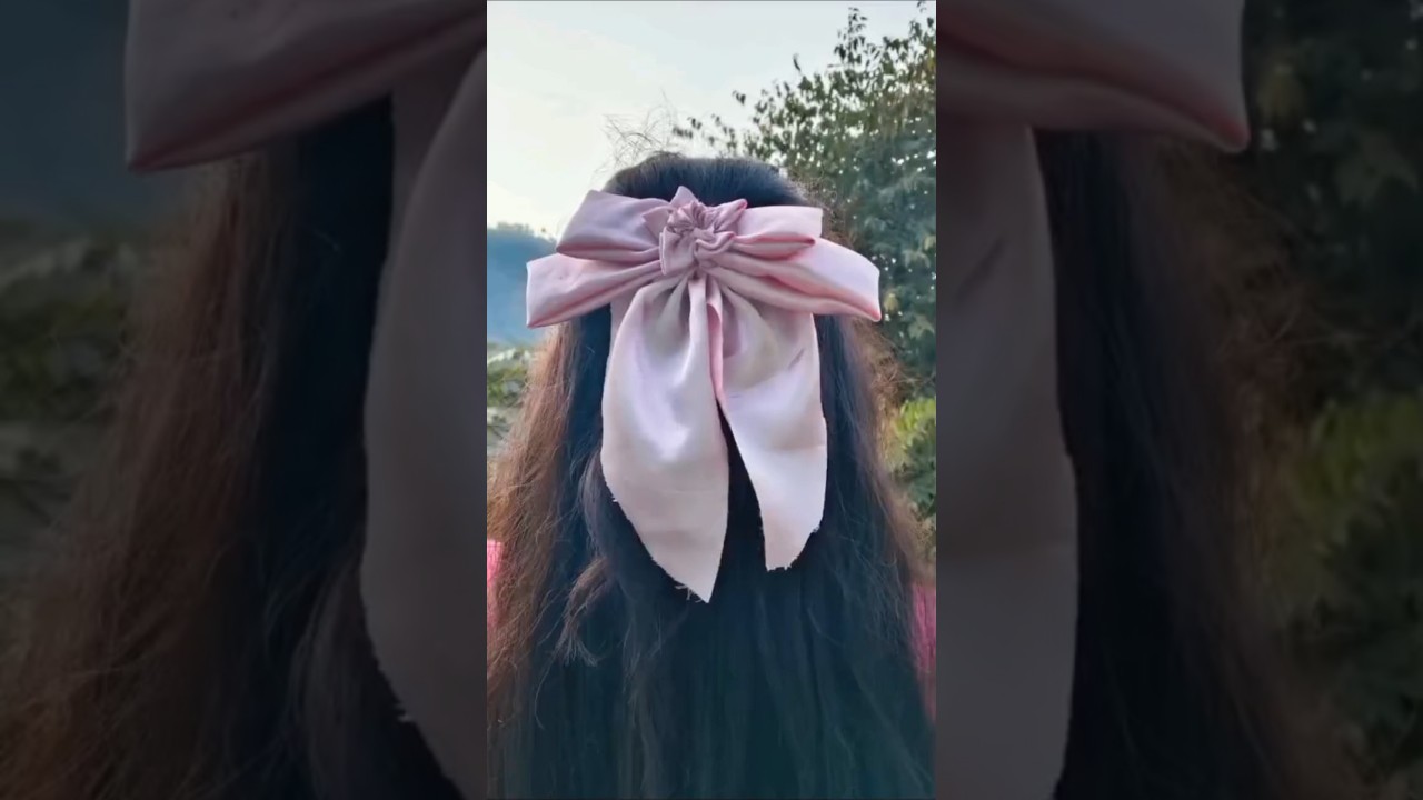 🎀handmade hair bow   for girl👆#DIYHairBow #PinkBow #HairAccessory #FabricBow #EasyDIY#GirlsHairStyle