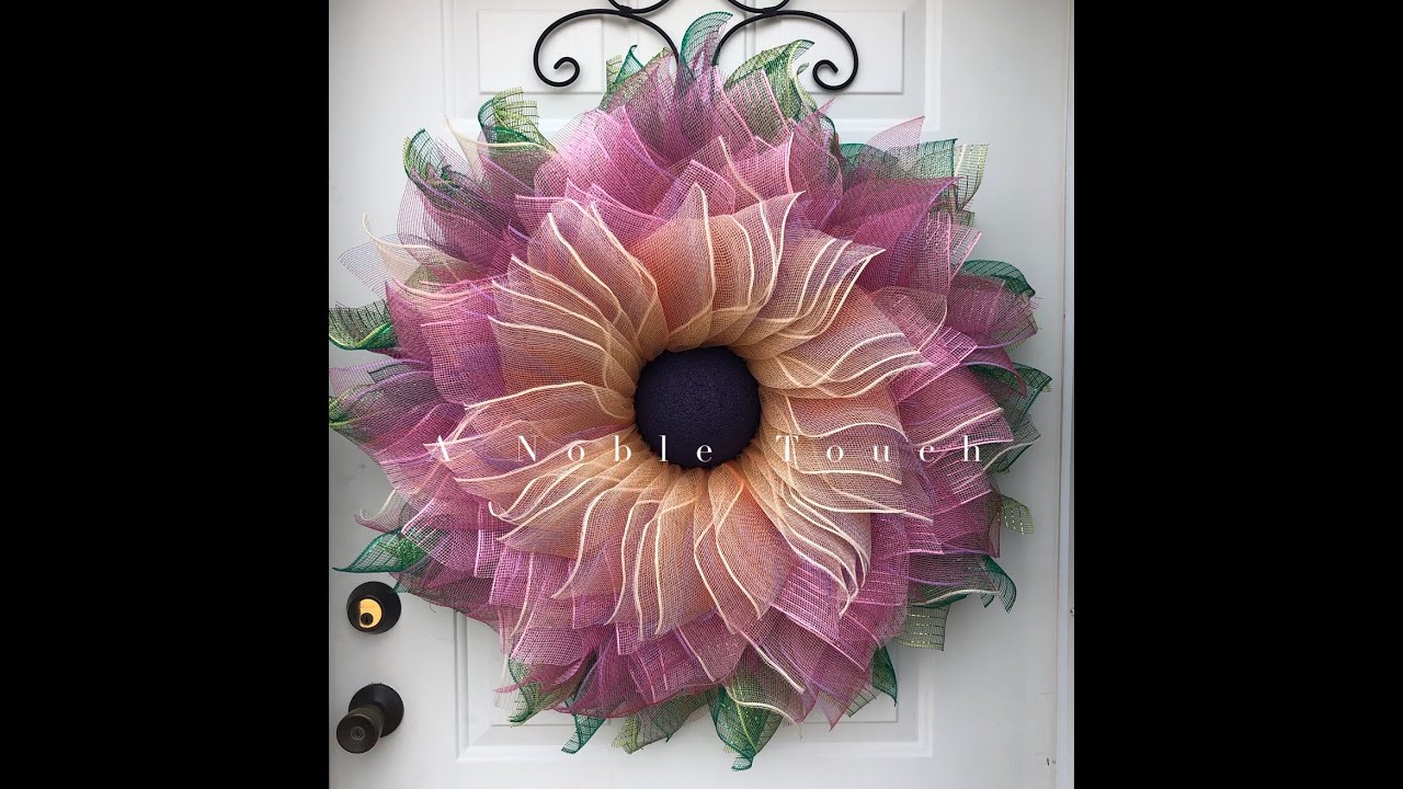 DIY Summer Flower, Deco Mesh Flower Wreath, How to Make a Flower Wreath on 18