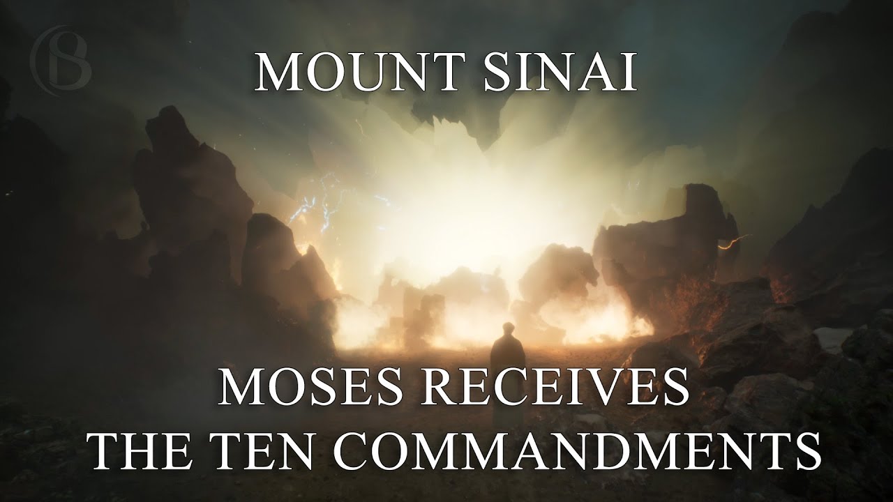 Moses given the 10 commandments on Mount Sinai