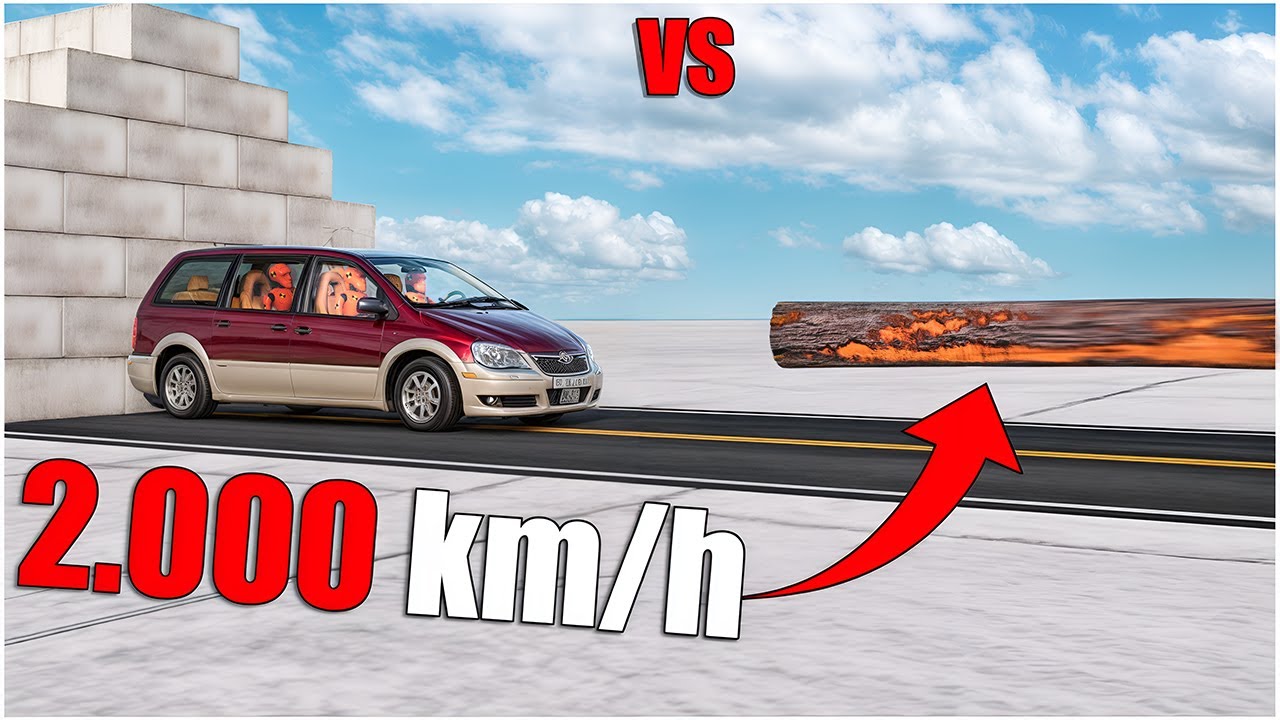 Log VS Vehicle at 2,000 km/h (25) | BeamNG Drive | #cars crash test | car torture