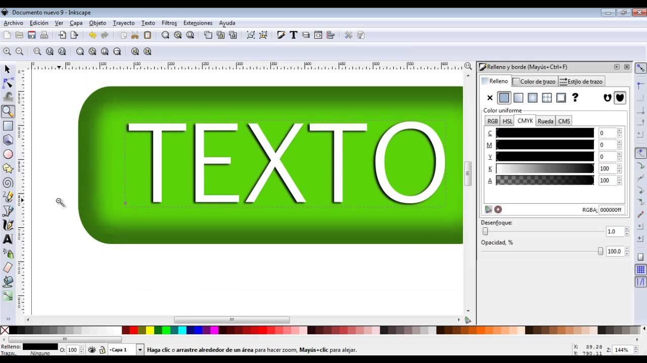 Aprendiendo Inkscape: Creando un botón rectangular tipo aqua/glossy con texto. | Quetzal Studio.