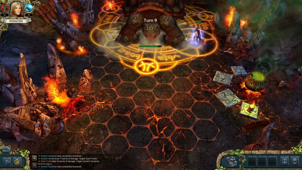 King's Bounty the Legend - Paladin strongest start - 8 Ancient Vampires (Crypt found) vs Geya