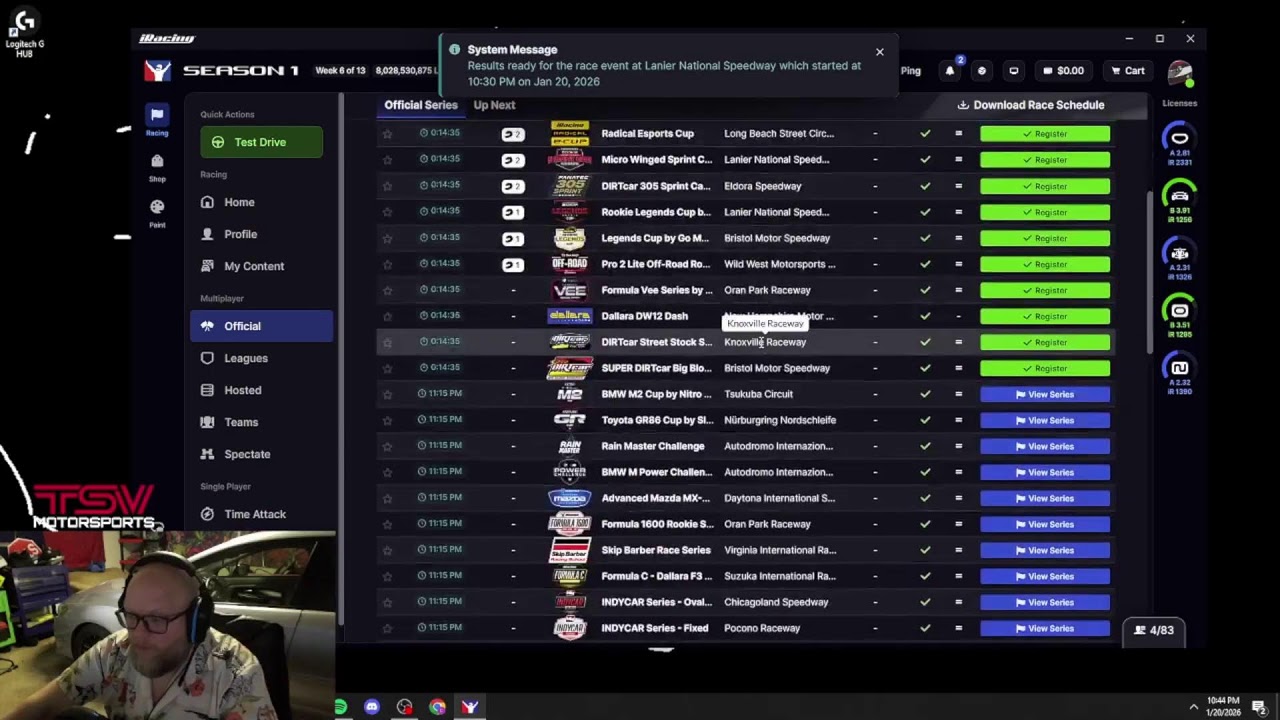 Virtual Track Therapy with iRacing