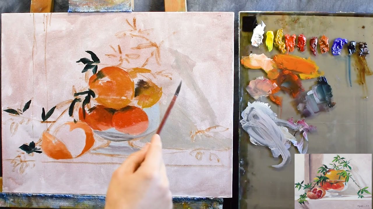 How to paint Pomegranates | Full time Tutorial