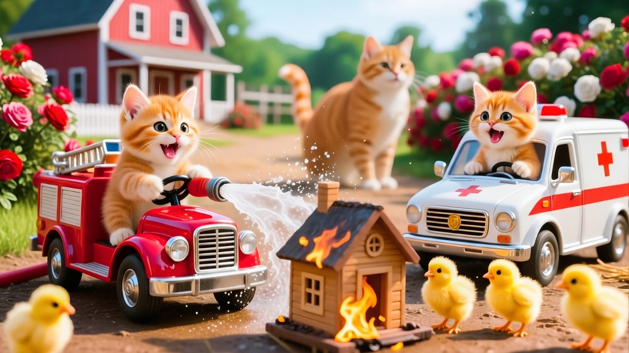 Mama Cat Trims Fur on the Farm and Makes Tiger Hat For Kittens At Home🐾🎩🐯