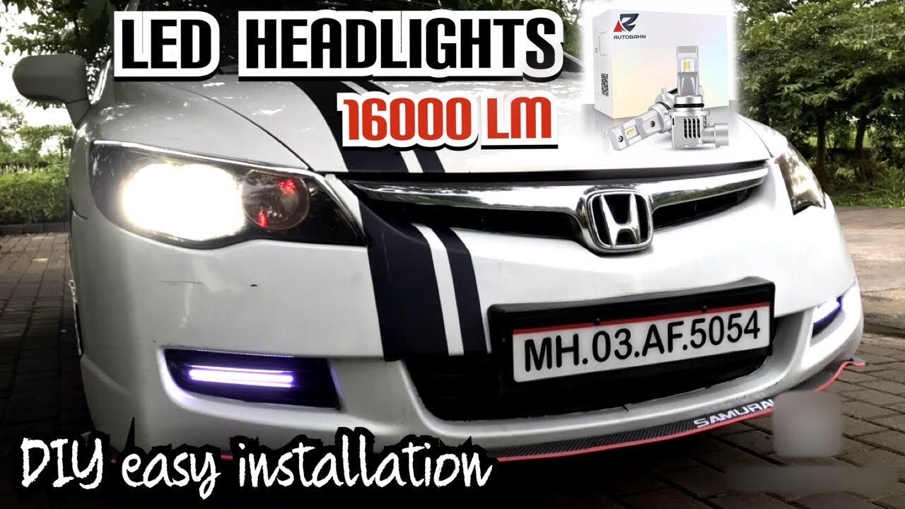 How to install LED headlights (16000lm) - Ep 21 Honda Civic DIY modification series by Preet Singh