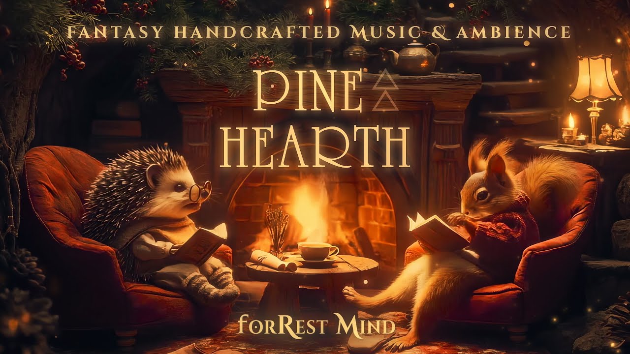 Pine Scent 🌲 Reading Ambience & Soft Fantasy Background Music For Sleep or Read &bull; Cozy 🌙 Fireplace