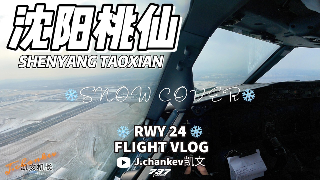 【凯文机长日志】B737-8MAX飞机 沈阳桃仙国际机场 白色雪地 跑道24号/Snow covered Airport ILS LANDING