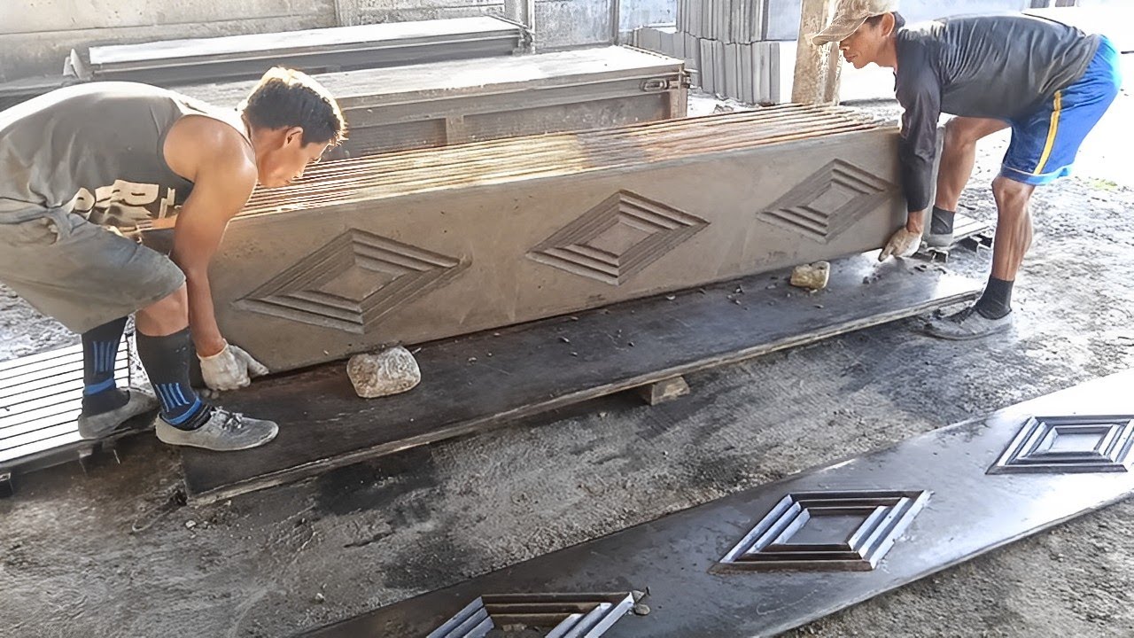 Процесс изготовления забора из бетонных панелей - производство в Индонезии