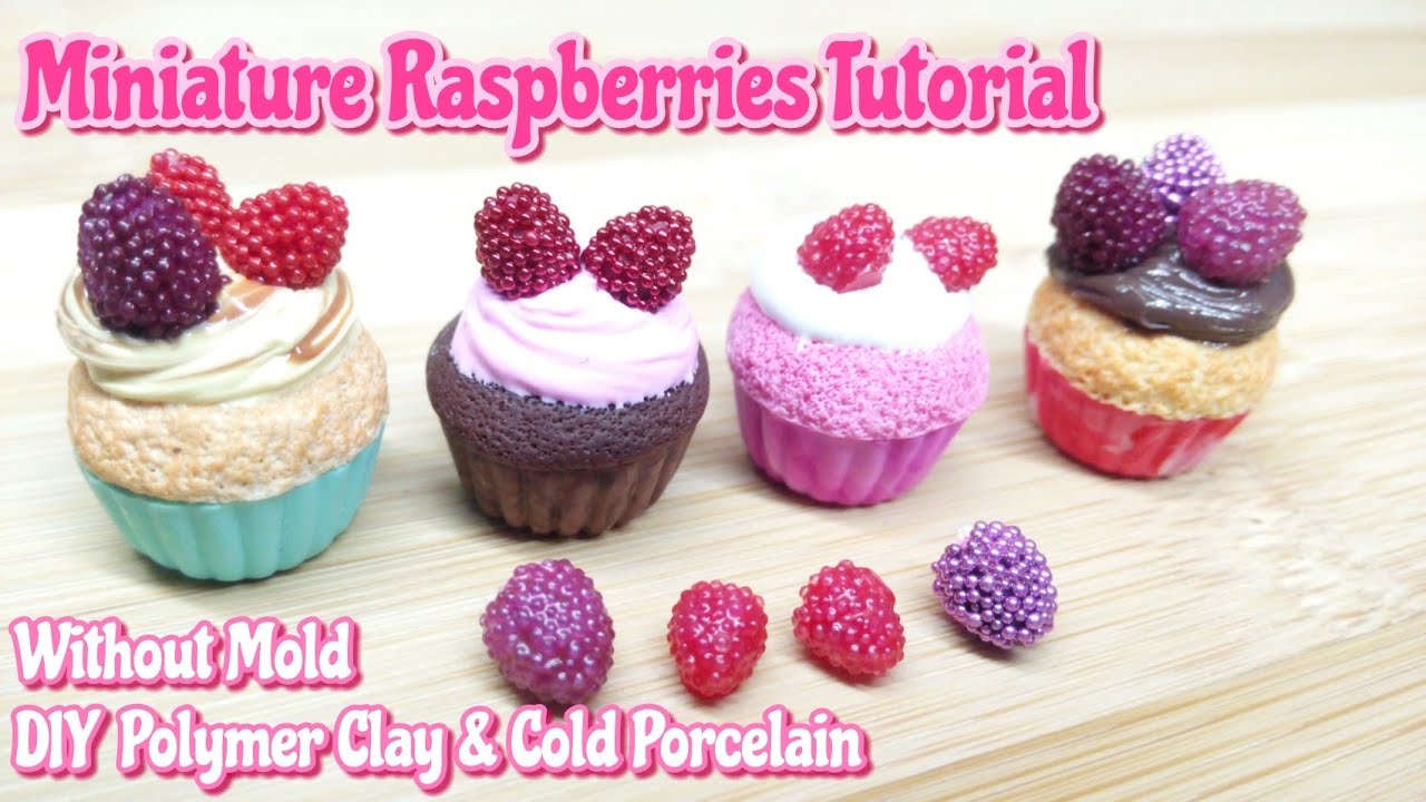 Polymer Clay Raspberries Tutorial : Cold Porcelain tutorial : Miniature Raspberries and Blackberries