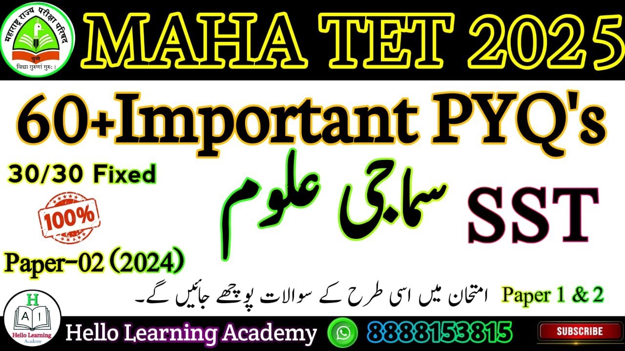 Maha tet 2025 Top 60+ MCQs on Social Studies | MAHA TET Exam 2025
