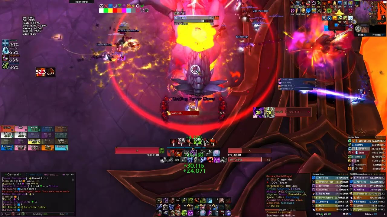 Esprit HQ VS Kazzara, the Hellforged Mythic - Abberus the Shadowed Crucible (Blood Dk PoV)