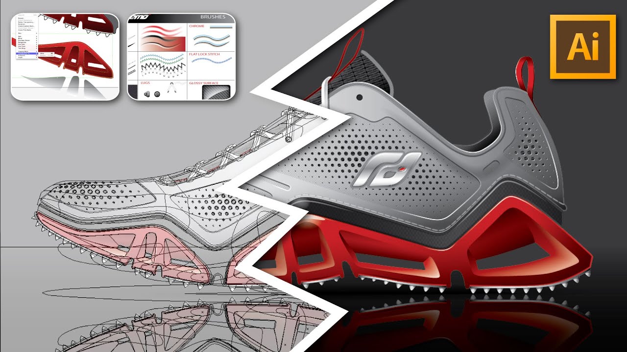 Rendering a SNEAKER using only Adobe Illustrator Vectors - Amazing Techniques