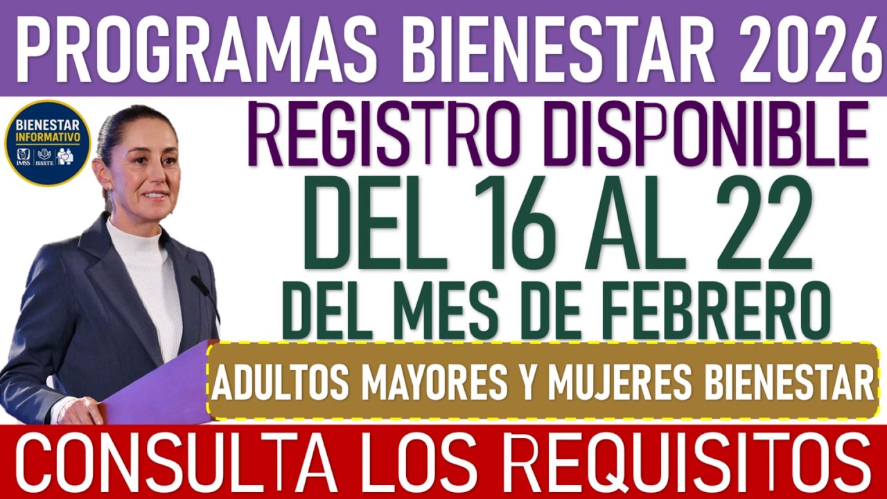 🔴🪪Registro Pensión Bienestar💵 fechas del 16 al 22 de febrero para Adultos Mayores y Mujeres 60-64
