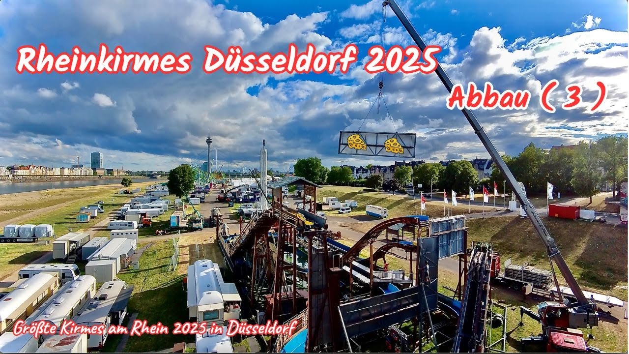 Rheinkirmes D&uuml;sseldorf 2025 Abbau+Rundgang (3)🐻 Gr&ouml;&szlig;te Kirmes am Rhein 2025 in D&uuml;sseldorf-Abbau 🏗️
