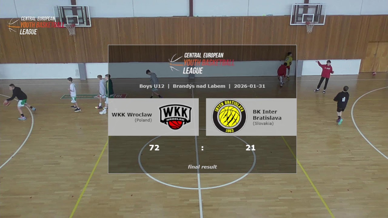 CEYBL U12, 31. 1. 2026, WKK Wroclaw - Inter Bratislava