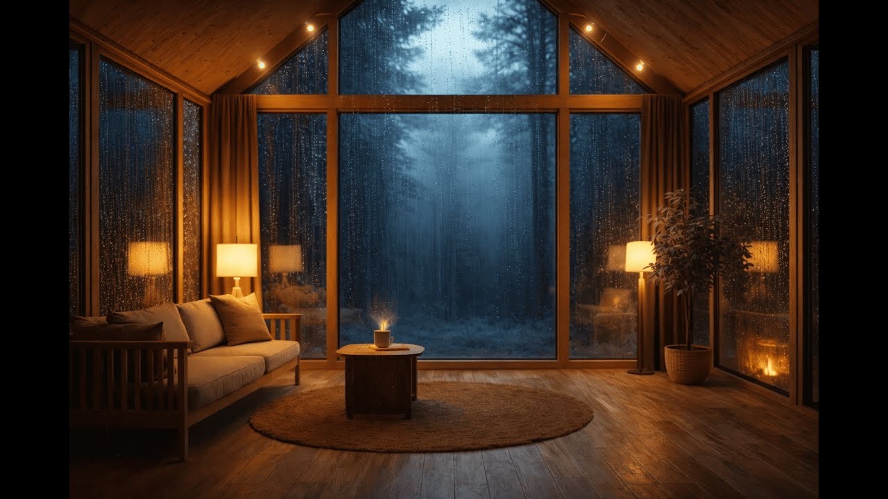 Instant Calm 🌧️ Heavy Rain in a Minimalist Cozy Cabin