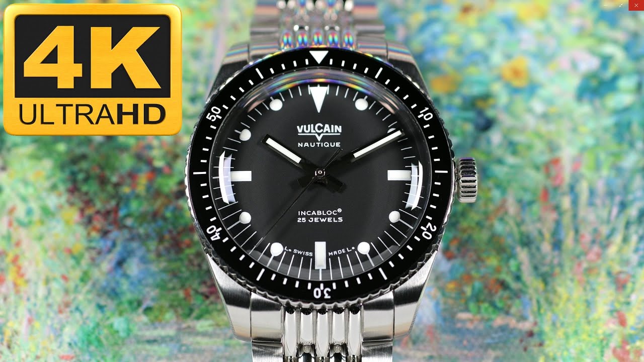 Vulcain – Skindiver Nautique, White Lume on New Beads-of-Rice Steel bracelet w/Toolless Micro-adjust
