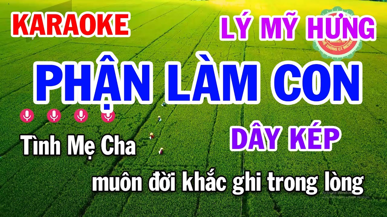 Karaoke Phận Làm Con | Lý Mỹ Hưng Dây Kép | Điệu Lý Cải Lương Karaoke
