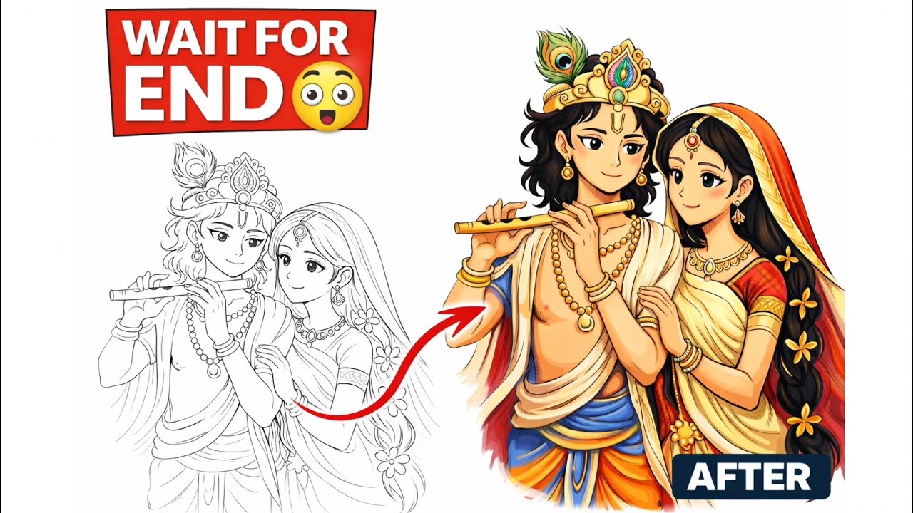 Radha Krishna 💓 | Full Tutorial | #radhakrishna #tutorial #artwork #drawing #viral 