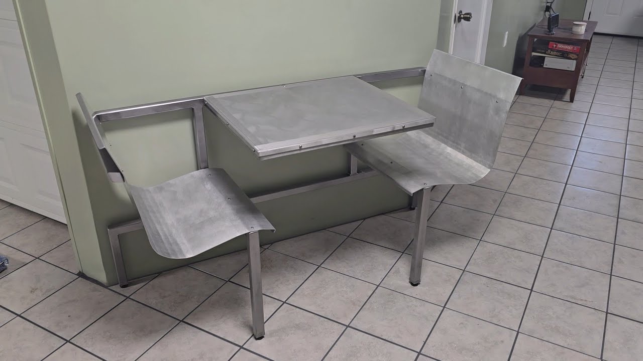 Building booth seating from aluminum sheet and tube steel