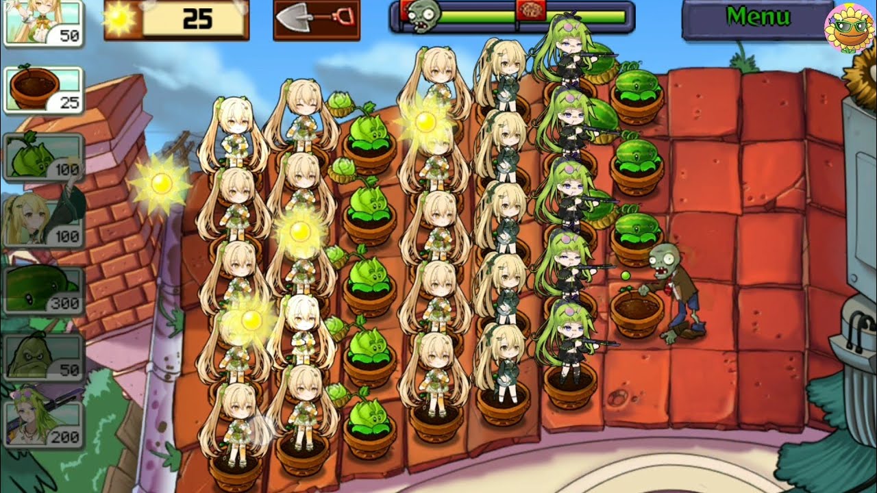 Plants girls vs zombies survival roof hard