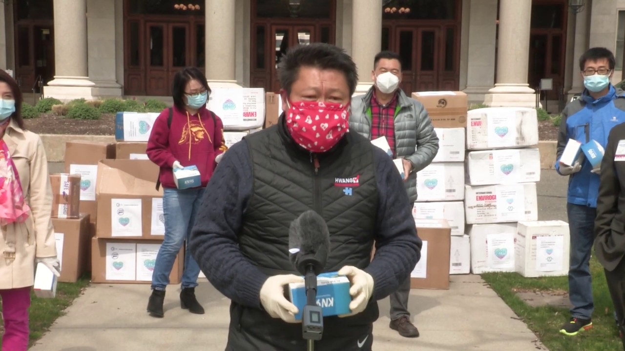 State Senator Tony Hwang welcomes Chinese American PPE Donations to Hartford Hospital 4 17 2020