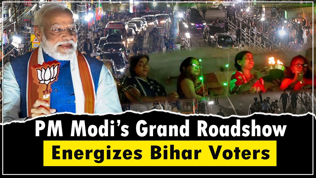 Bihar Election 2025: PM Narendra Modi Holds Massive Roadshow in Patna, Greets Supporters
