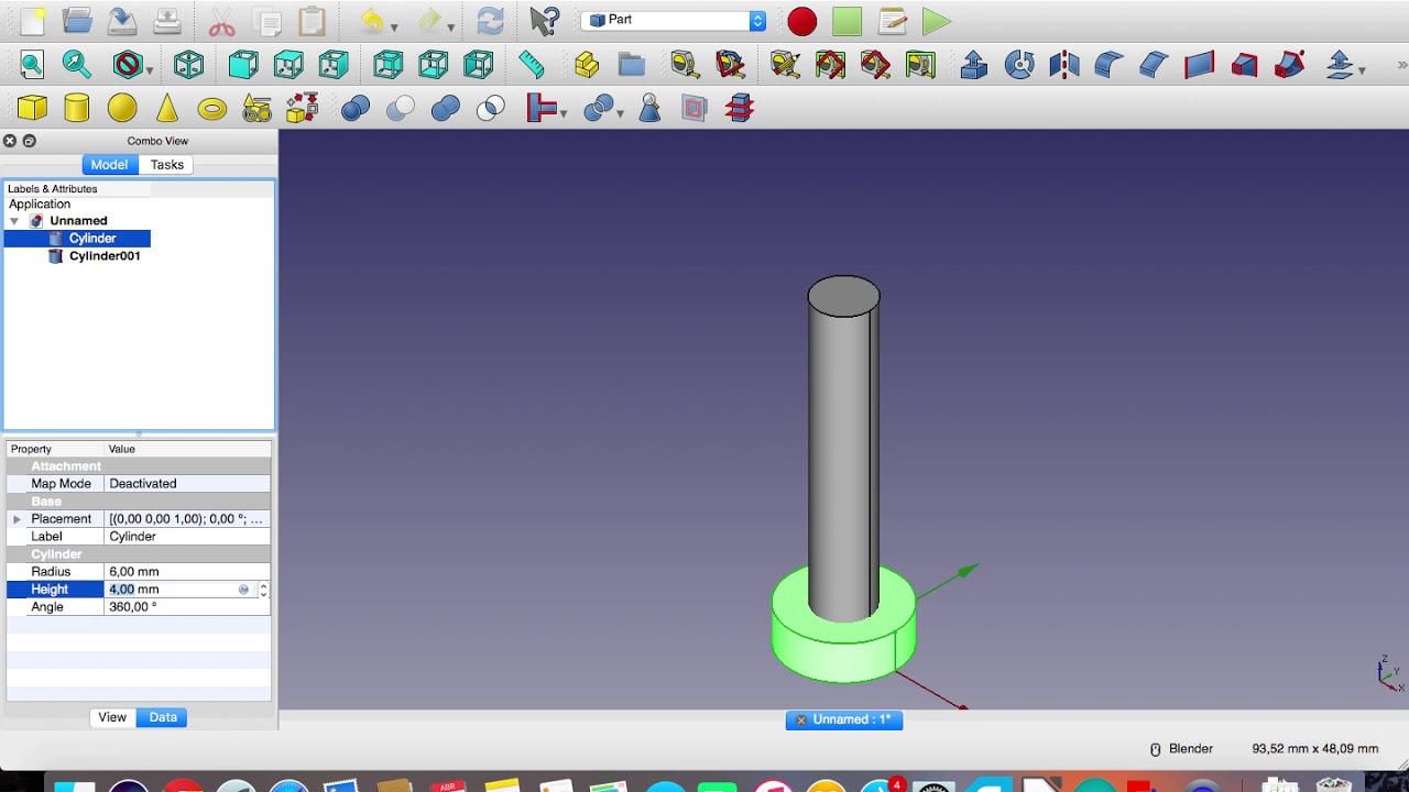 FreeCad 01.  Cilindros y desplazamientos