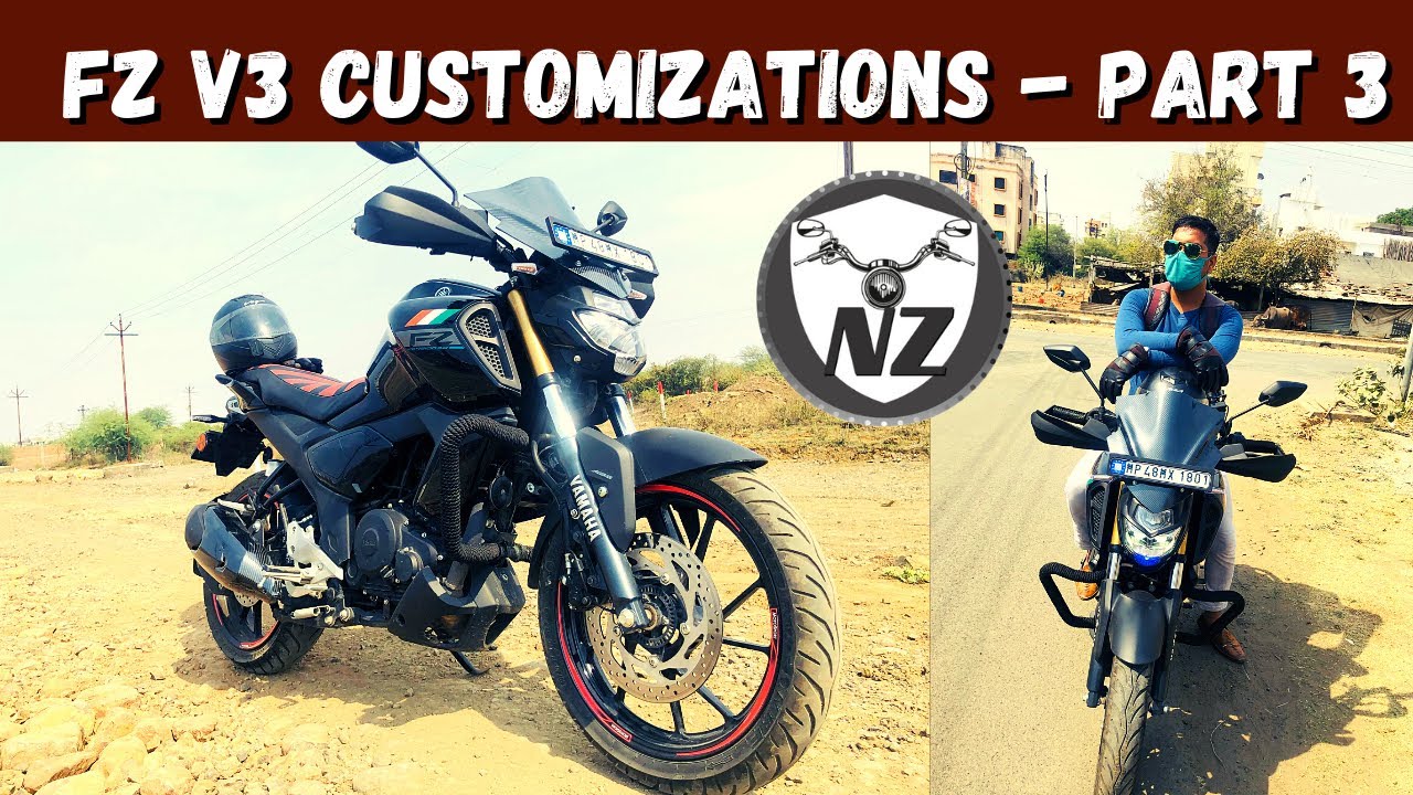 Fully Modified Fz V3 BS6 - My Yamaha FZ V3 Black Sports Bike Full Customizations - Part 3 (Hindi)