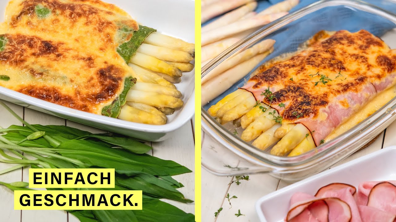 Spargel überbacken mit Sauce Hollandaise (& Veggie-Variante)