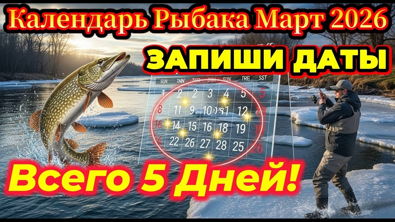 Лунный календарь клева рыбы на март 2026 |ЗАПИШИ ЭТИ ДАТЫ! Когда попрёт бешеный клёв в марте 2026