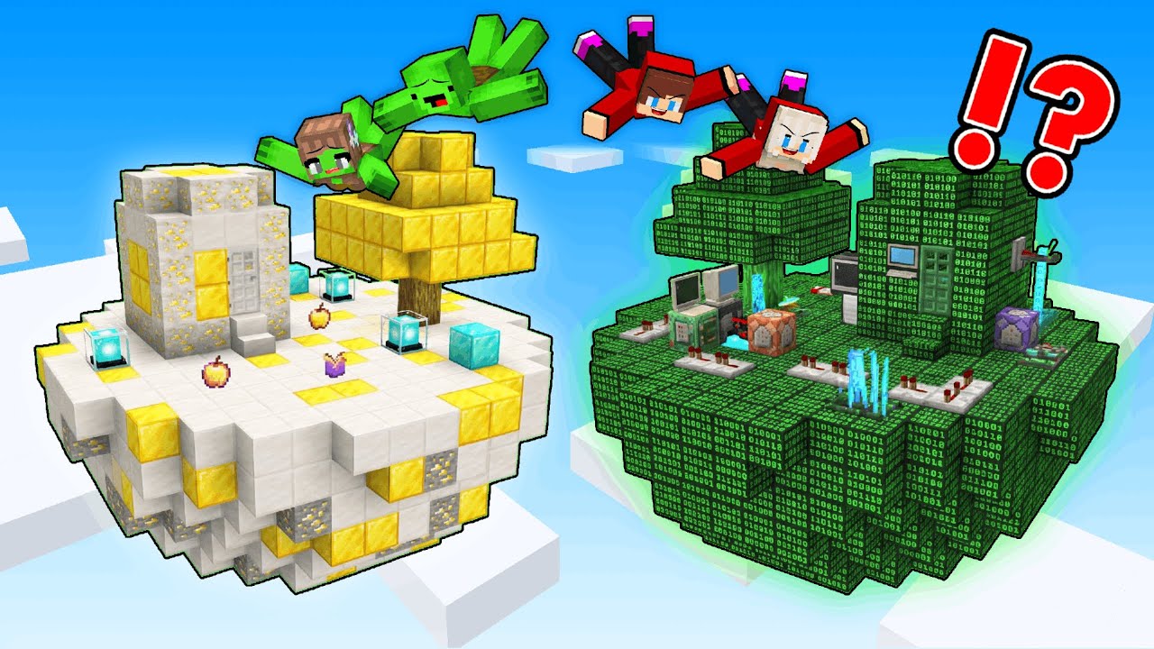 JJ Hacker VS Mikey GOD Island Survival Battle in Minecraft - Maizen
