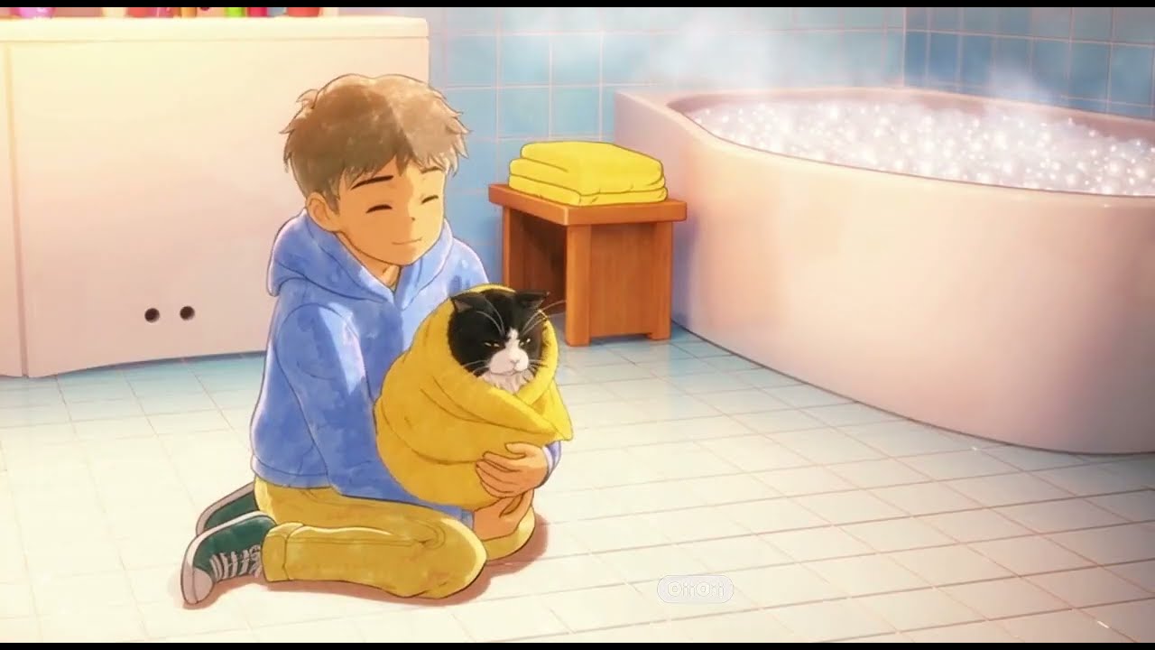 The cat was mad when she got a bath