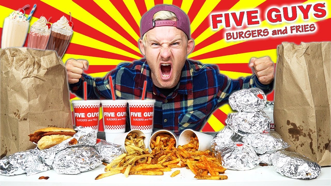 THE $125 FIVE GUYS MENU CHALLENGE! (11,000+ CALORIES)