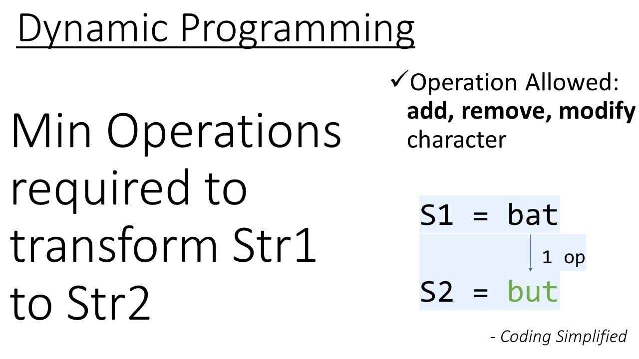 DP - 8: Edit Distance (Minimum operations required to transform String - 1 to String - 2)