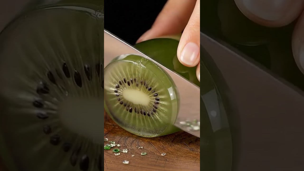 Transparent Glass Kiwi - ASMR Slicing Prompt asmr🍉 #asmr #fruitcutting#asmrshorts #sirfruit#cucumber
