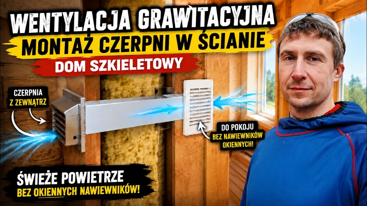 Wentylacja grawitacyjna - Czerpnia #diy  #domszkieletowy #budowadomu