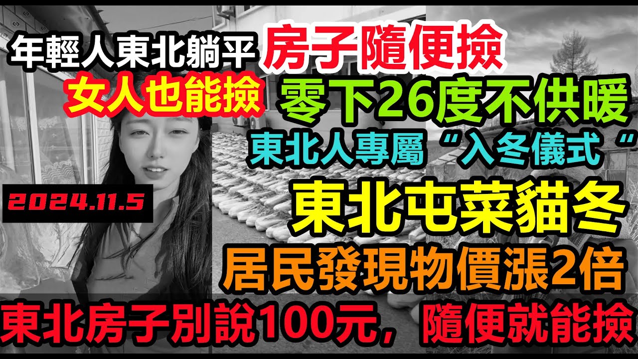 東北房子10元都賣不出去，年輕人躺平隨便撿，全面進入人口黑利時代，忙碌十年又回到月薪3000時代，東北人傳統屯秋菜大場面已見不到，物價飛漲，沒錢買菜過冬，發展停滯#紀錄實事#經濟躺平#東北人#東北生活