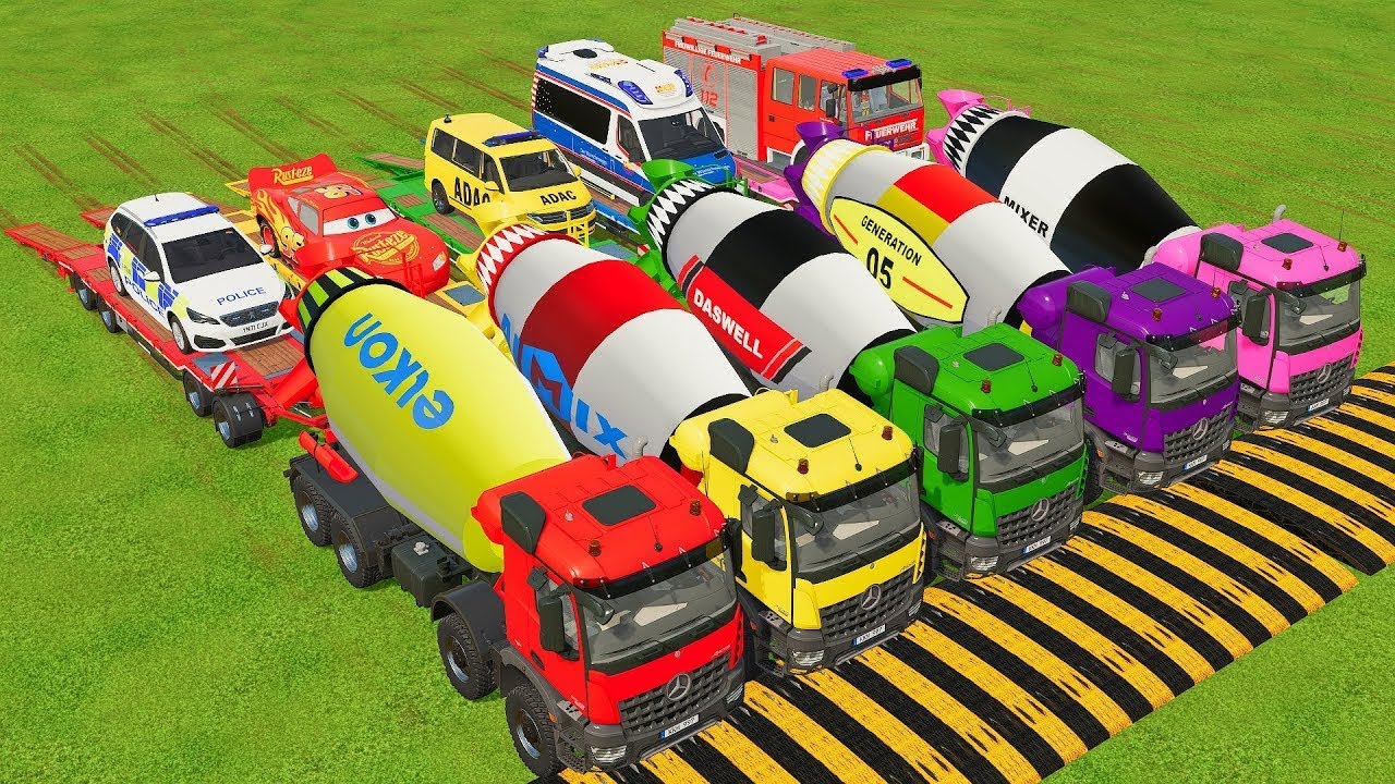 VOLKSWAGEN, FORD, DACIA POLICE CARS & MERCEDES FIRE TRUCK VEHICLES TRANSPORTING ! FS22 #11