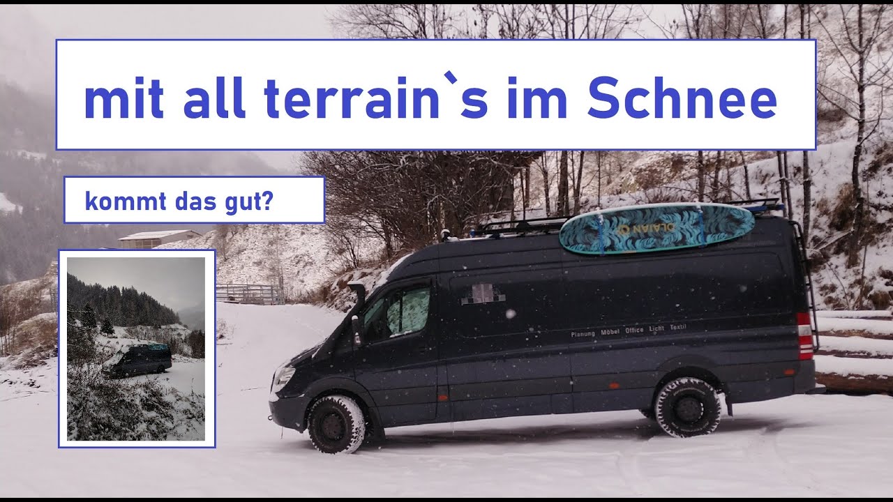 mit BF Goodrich At`s im Schnee.  Sprinter Campervan Winter Camping