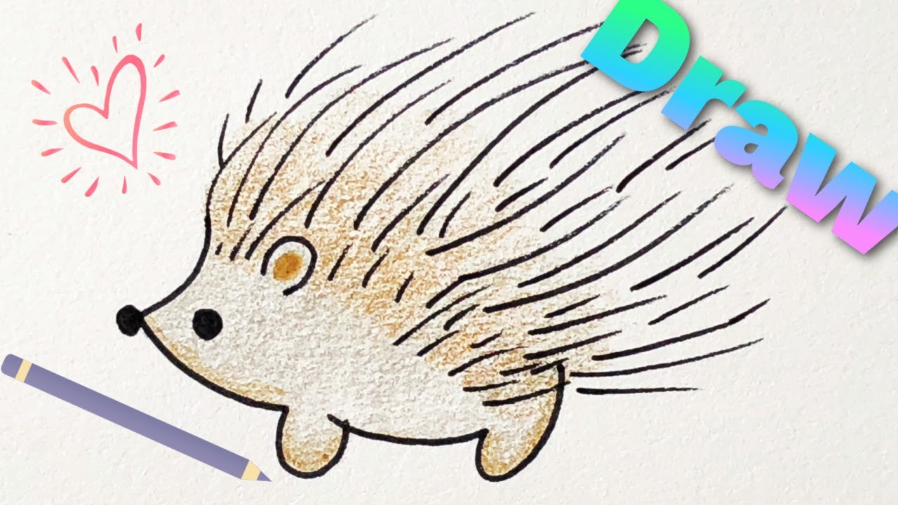 Draw Cute Porcupine with One Marker and Two Colored Pencils for KIDS #drawing #cartoon #art