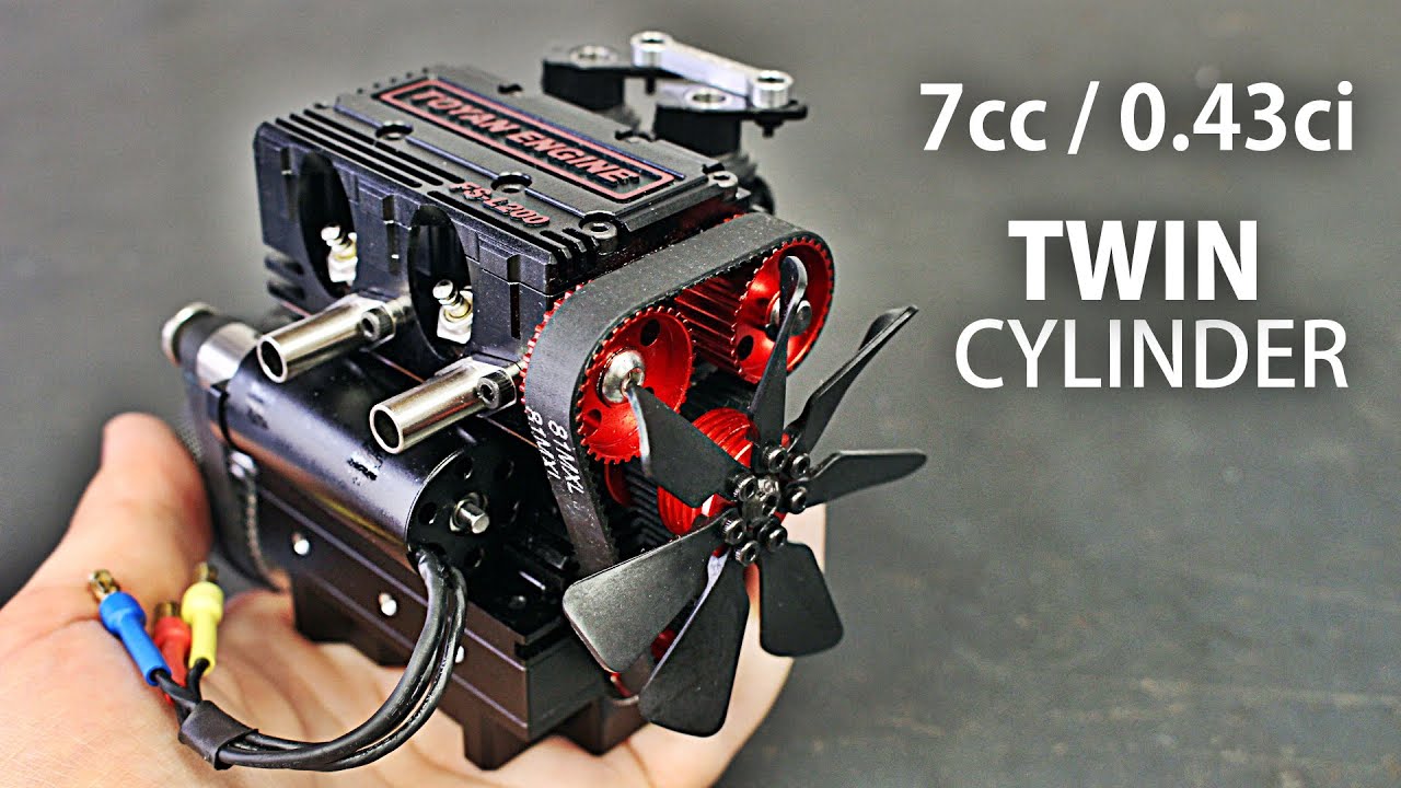 Inline 2 Cylinder 4 Stroke RC Engine Test