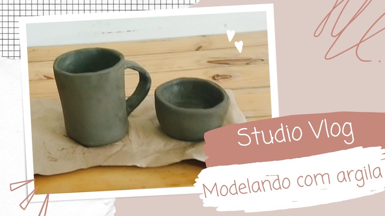 Fazendo caneca e pote de argila escolar
